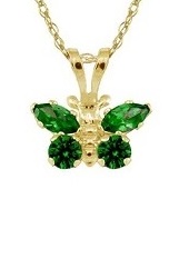 adorable teeny rope chain yellow gold heart May birthstone baby necklace